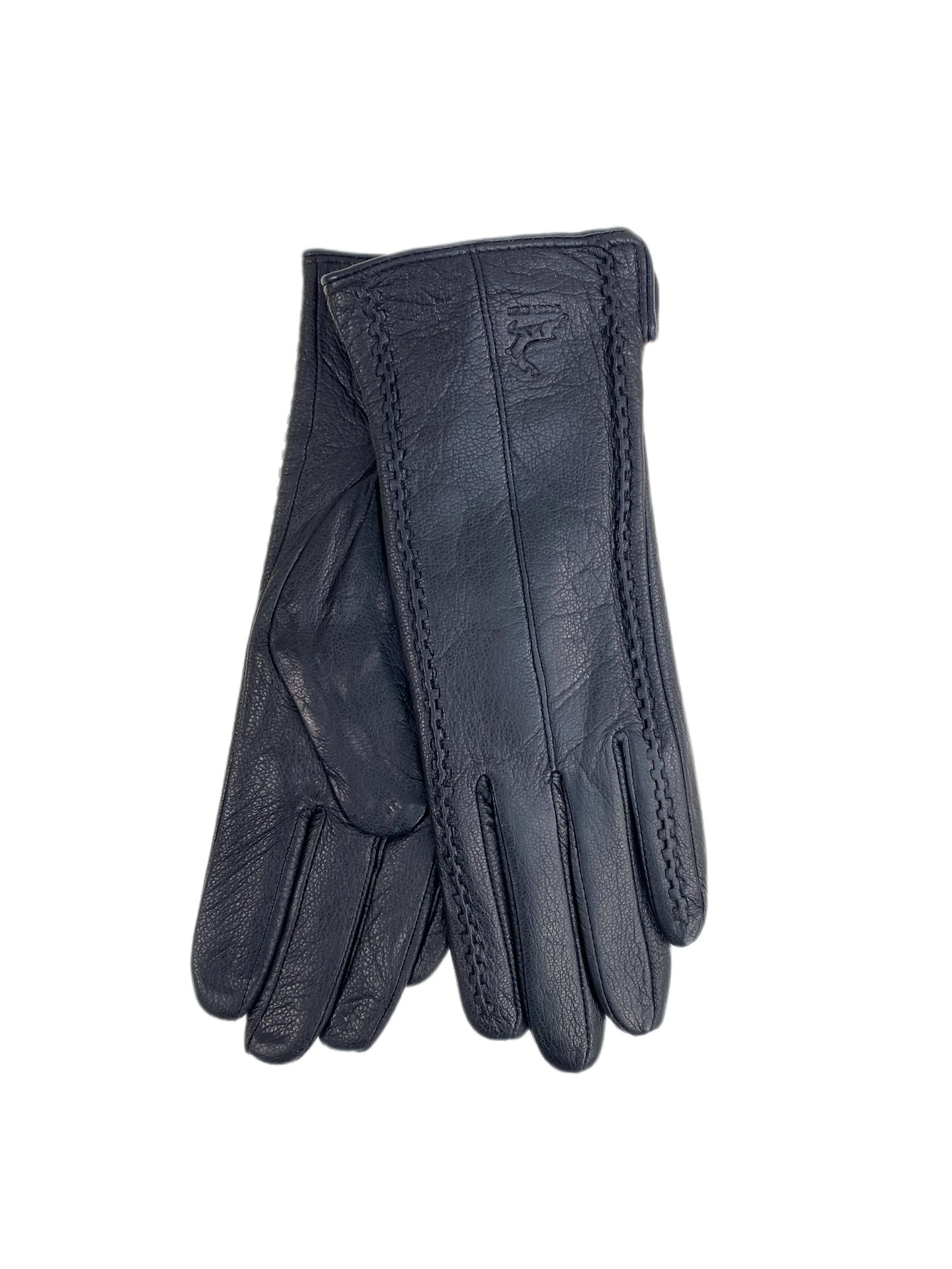 На фото 1 - Женские перчатки из натуральной кожи, цвет черный