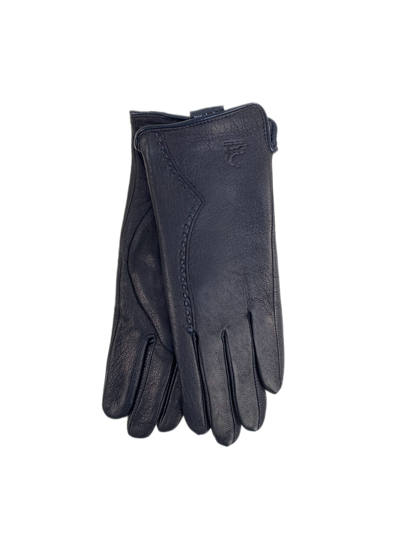 На фото 1 - Женские перчатки из натуральной кожи, цвет черный