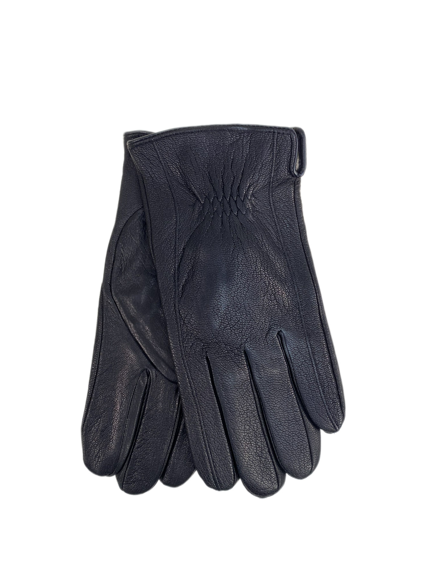 На фото 1 - Мужские перчатки из натуральной кожи, цвет черный