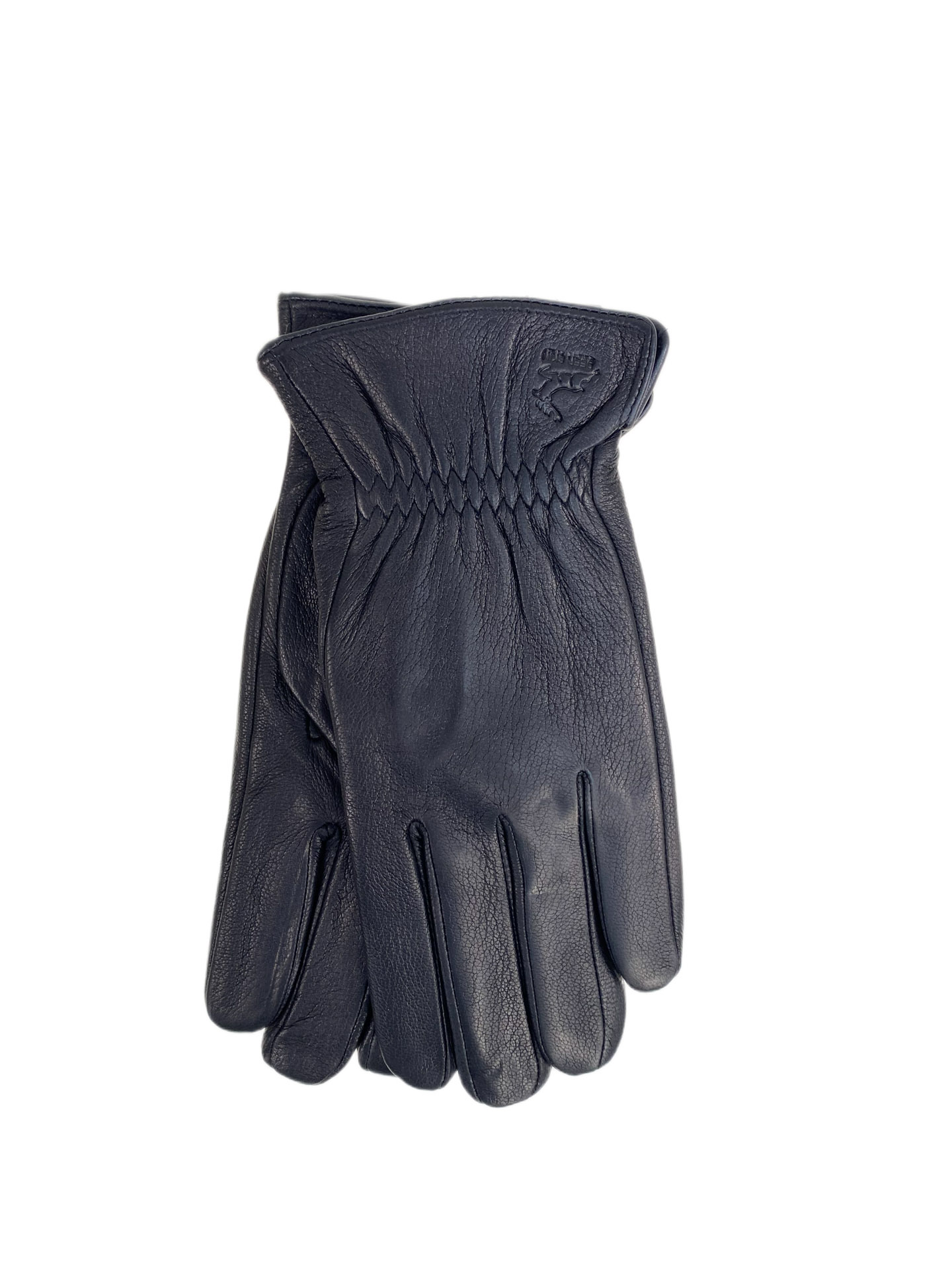 На фото 1 - Мужские перчатки из натуральной кожи, цвет черный