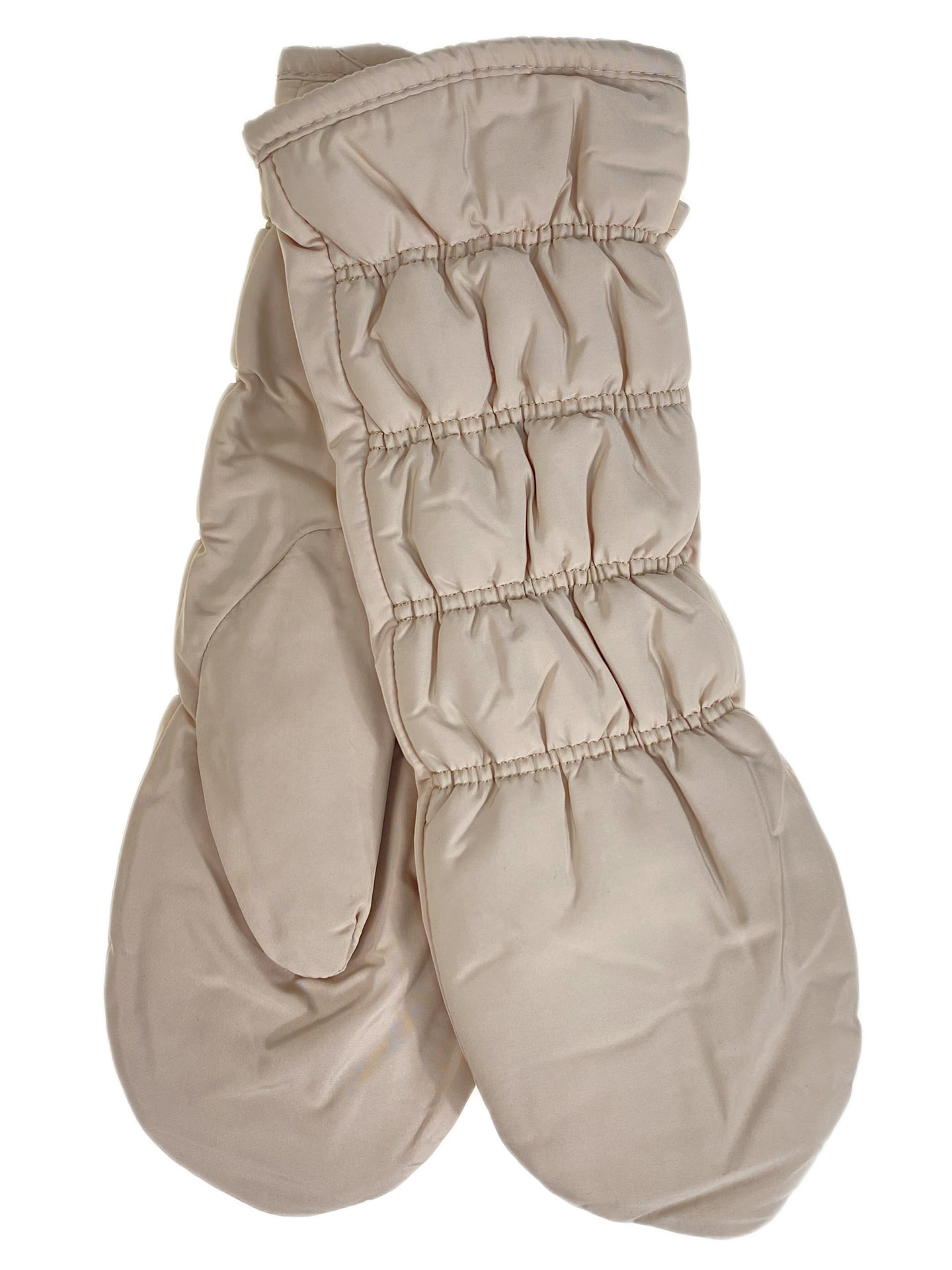 На фото 1 - Зимние женские варежки с подкладом из искусственного меха, цвет бежевый