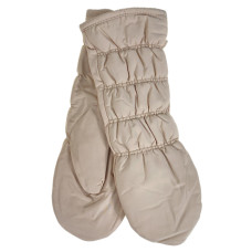 На фото 1 - Зимние женские варежки с подкладом из искусственного меха, цвет бежевый