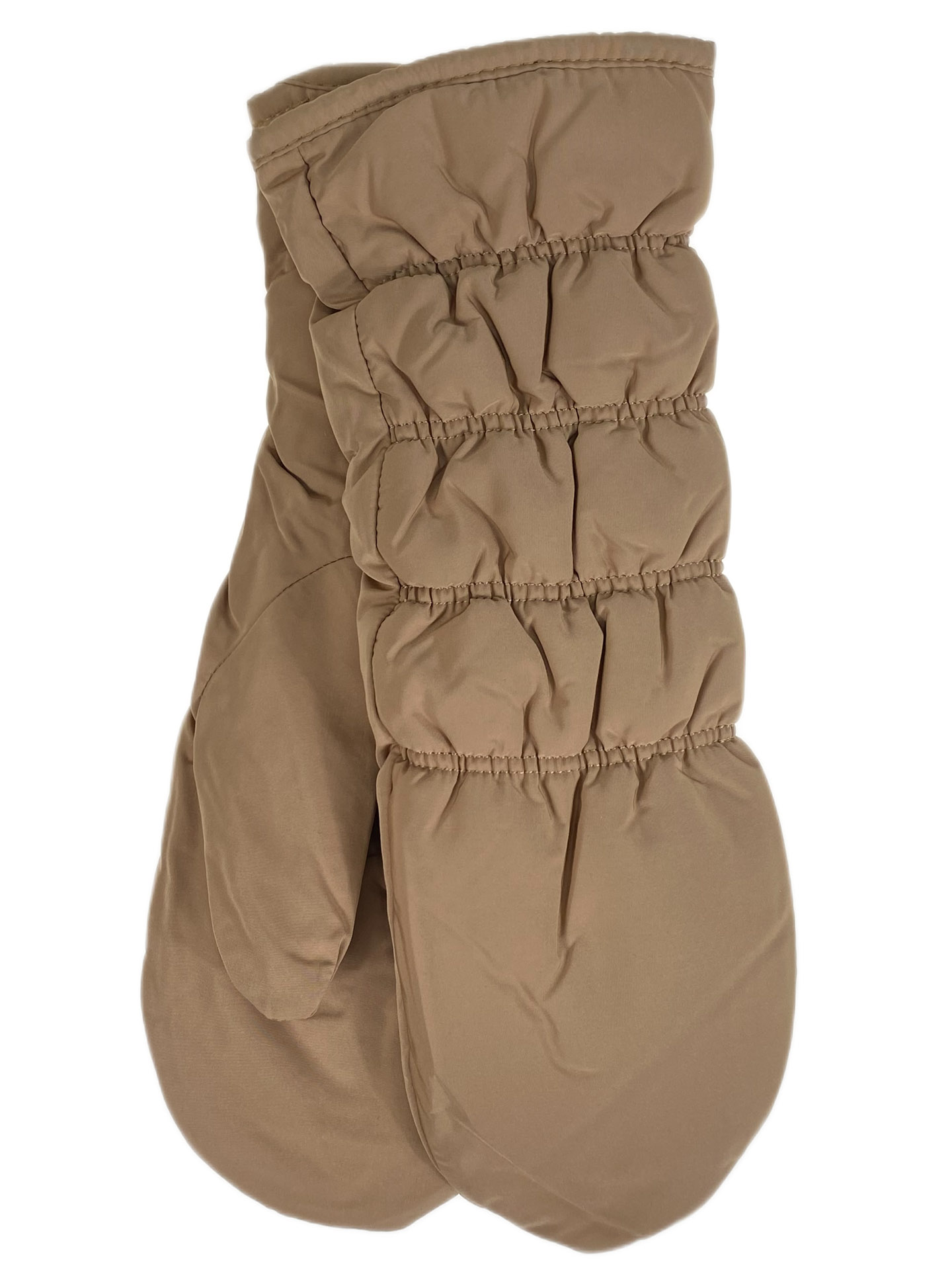 На фото 1 - Зимние женские варежки с подкладом из искусственного меха, цвет коричневый