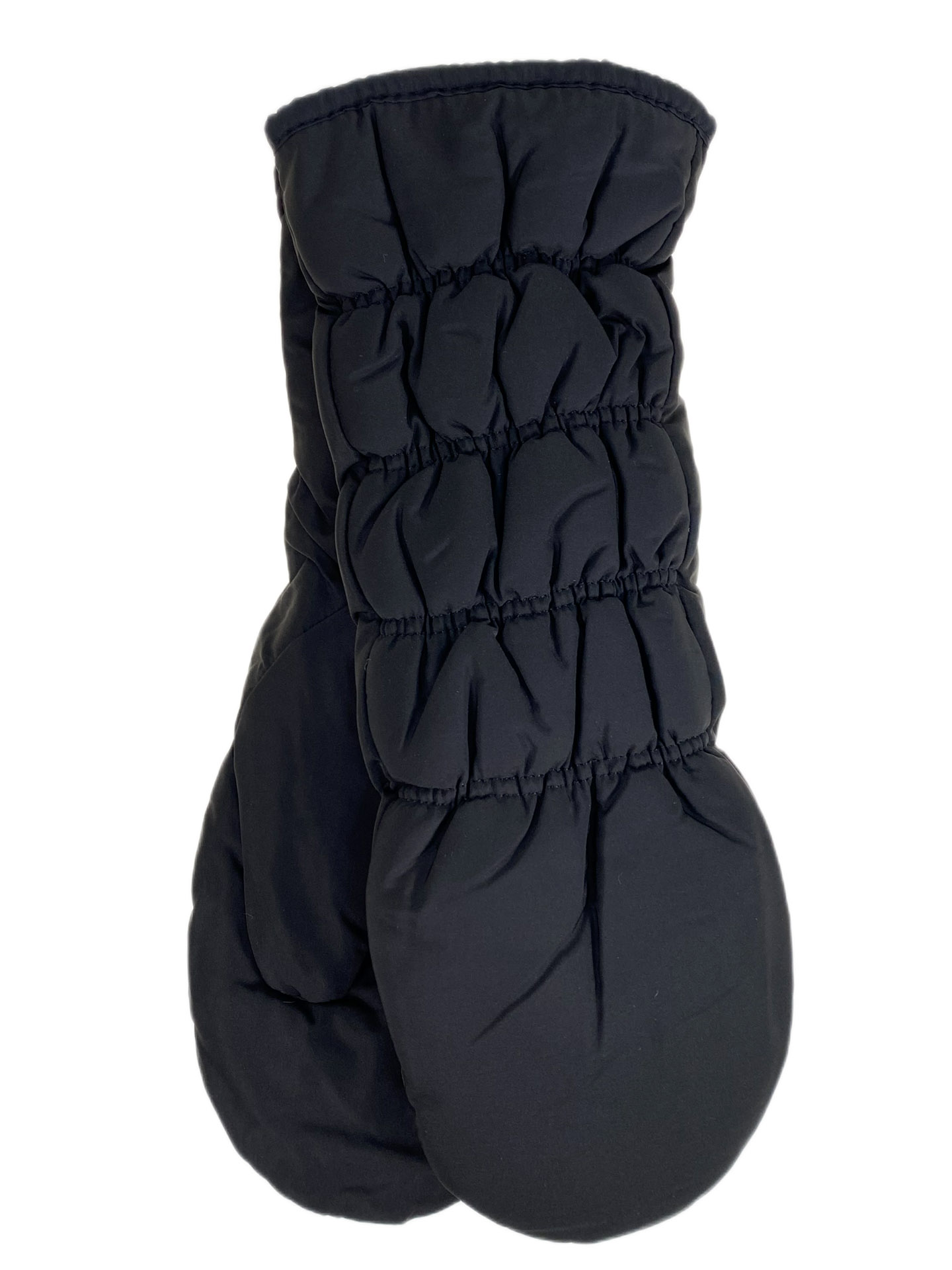 На фото 1 - Зимние женские варежки с подкладом из искусственного меха, цвет черный