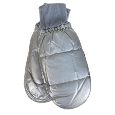 На фото 1 - Зимние женские варежки с подкладом из искусственного меха, цвет серебро