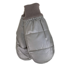 На фото 1 - Зимние женские варежки с подкладом из искусственного меха, цвет бежевый