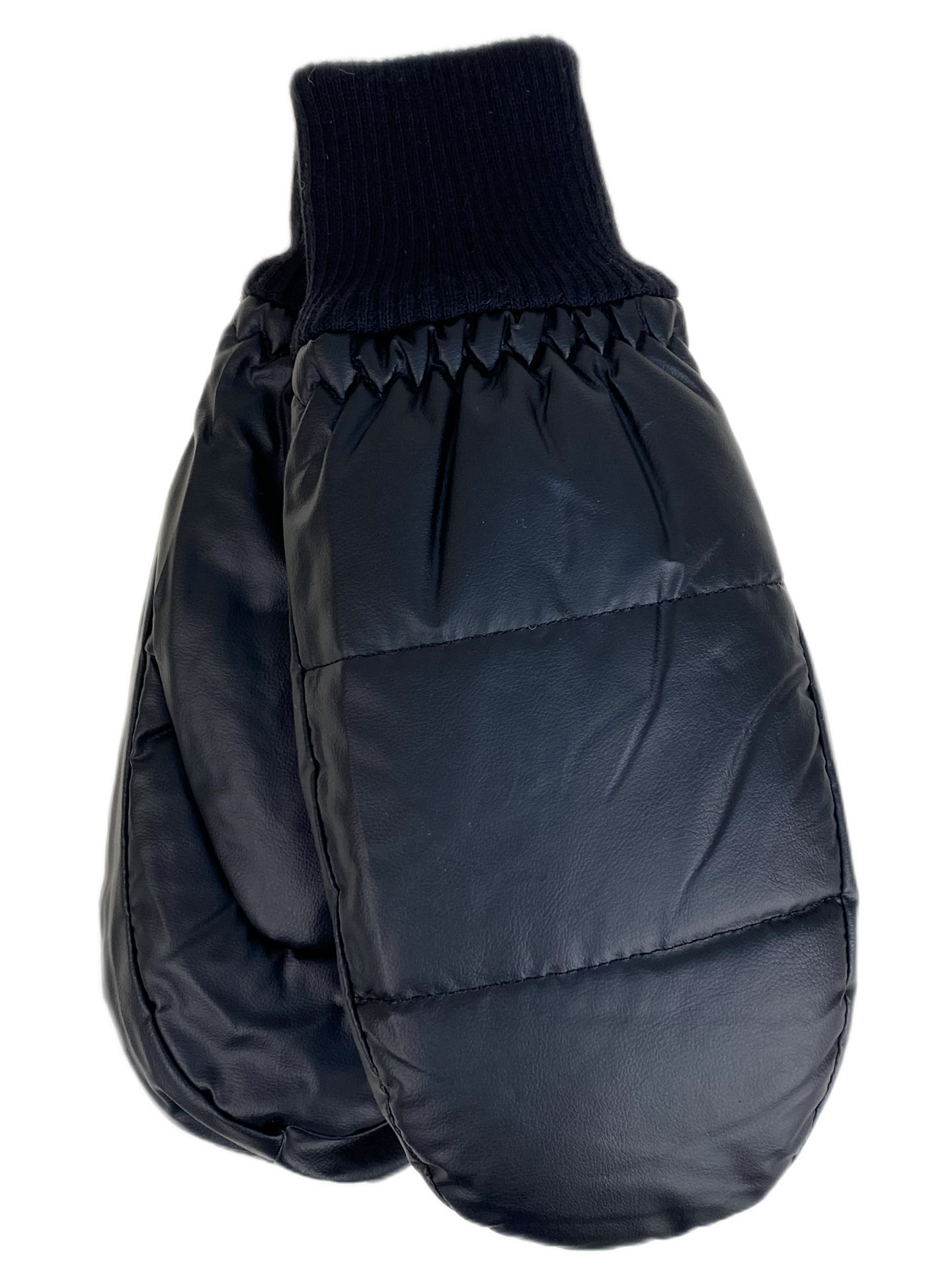 На фото 1 - Зимние женские варежки с подкладом из искусственного меха, цвет черный