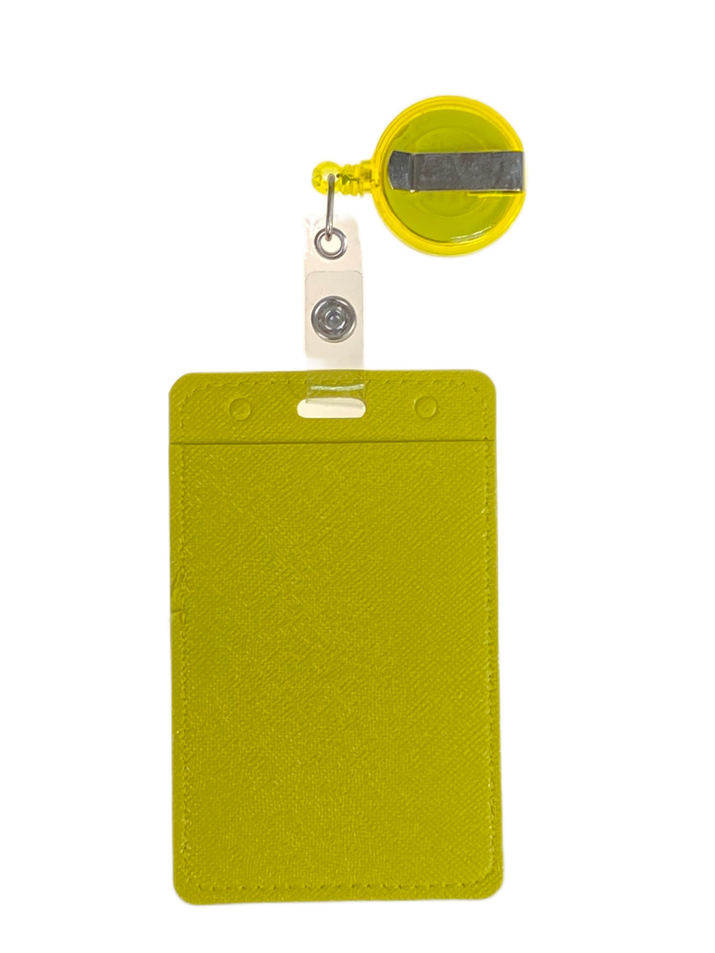 На фото 2 - Бейдж с лентой на рулетке вертикальный, цвет желтый