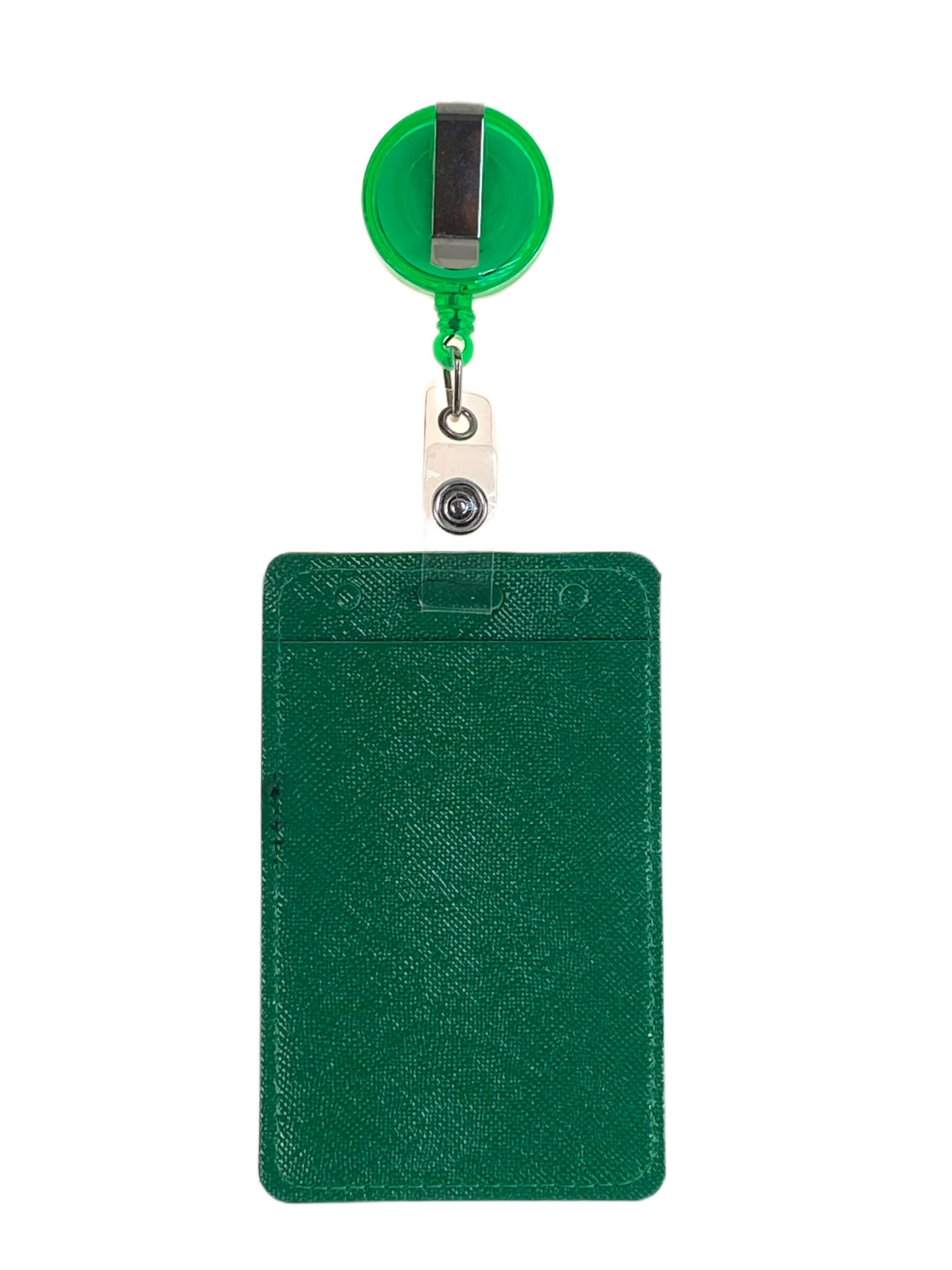 На фото 2 - Бейдж с лентой на рулетке вертикальный, цвет зеленый