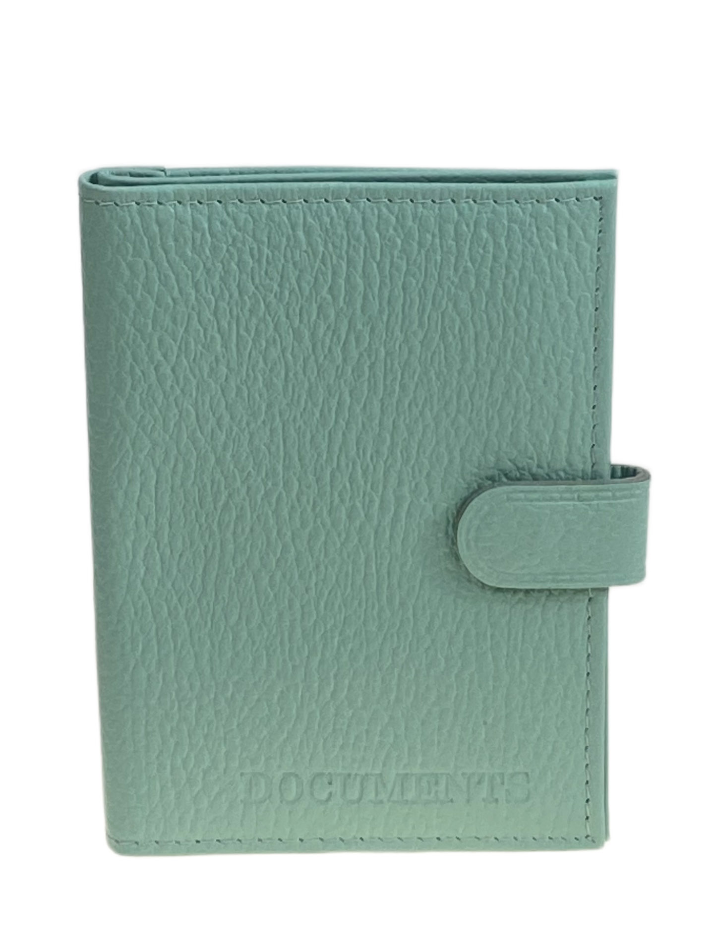 На фото 1 - Обложка для паспорта и автодокументов из натуральной кожи, цвет светло зеленый