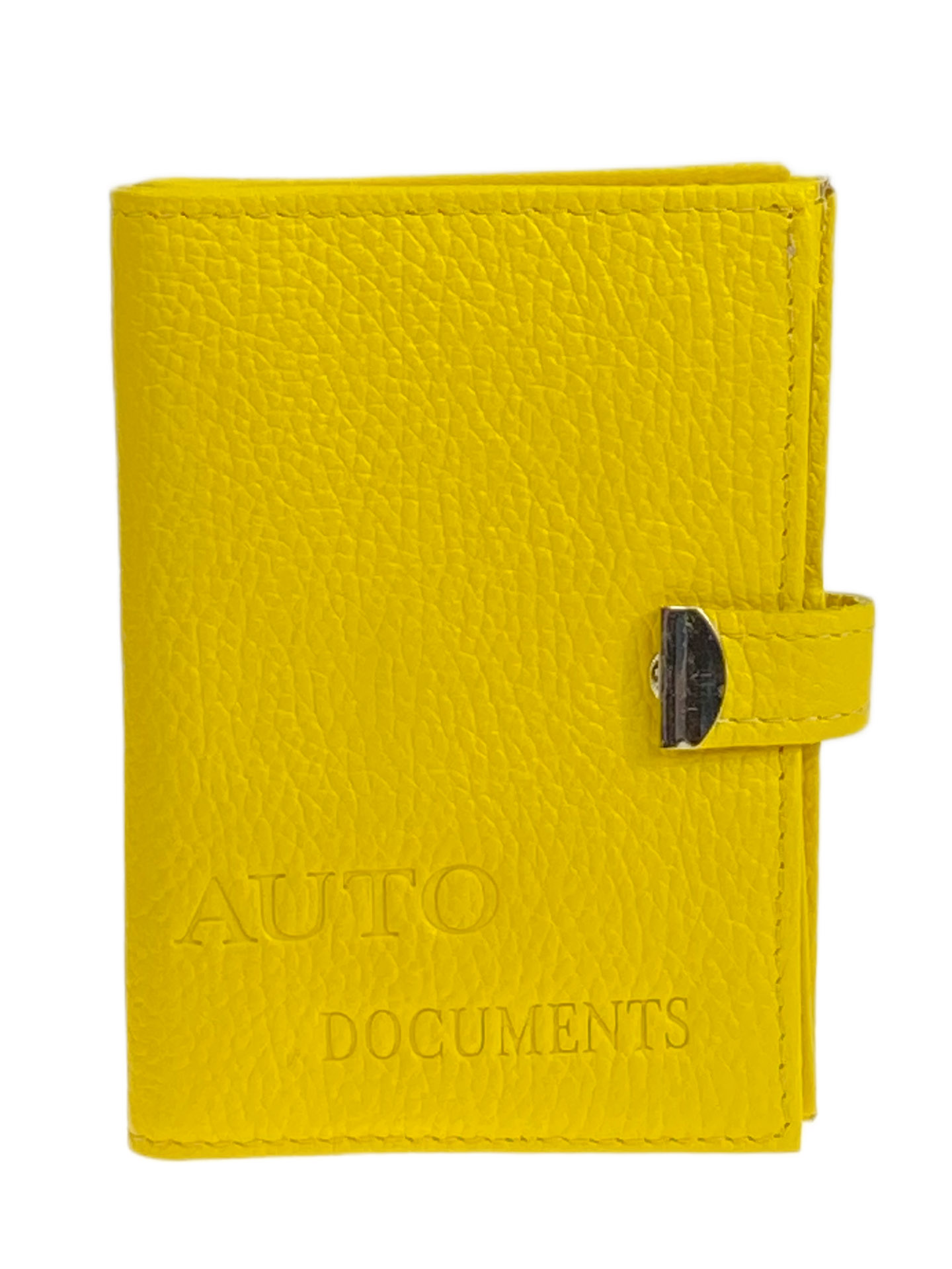 На фото 1 - Обложка для паспорта и автодокументов из натуральной кожи, цвет желтый