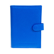 На фото 1 - Обложка для паспорта и автодокументов из натуральной кожи, цвет синий