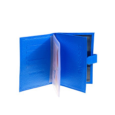 На фото 2 - Обложка для паспорта и автодокументов из натуральной кожи, цвет синий