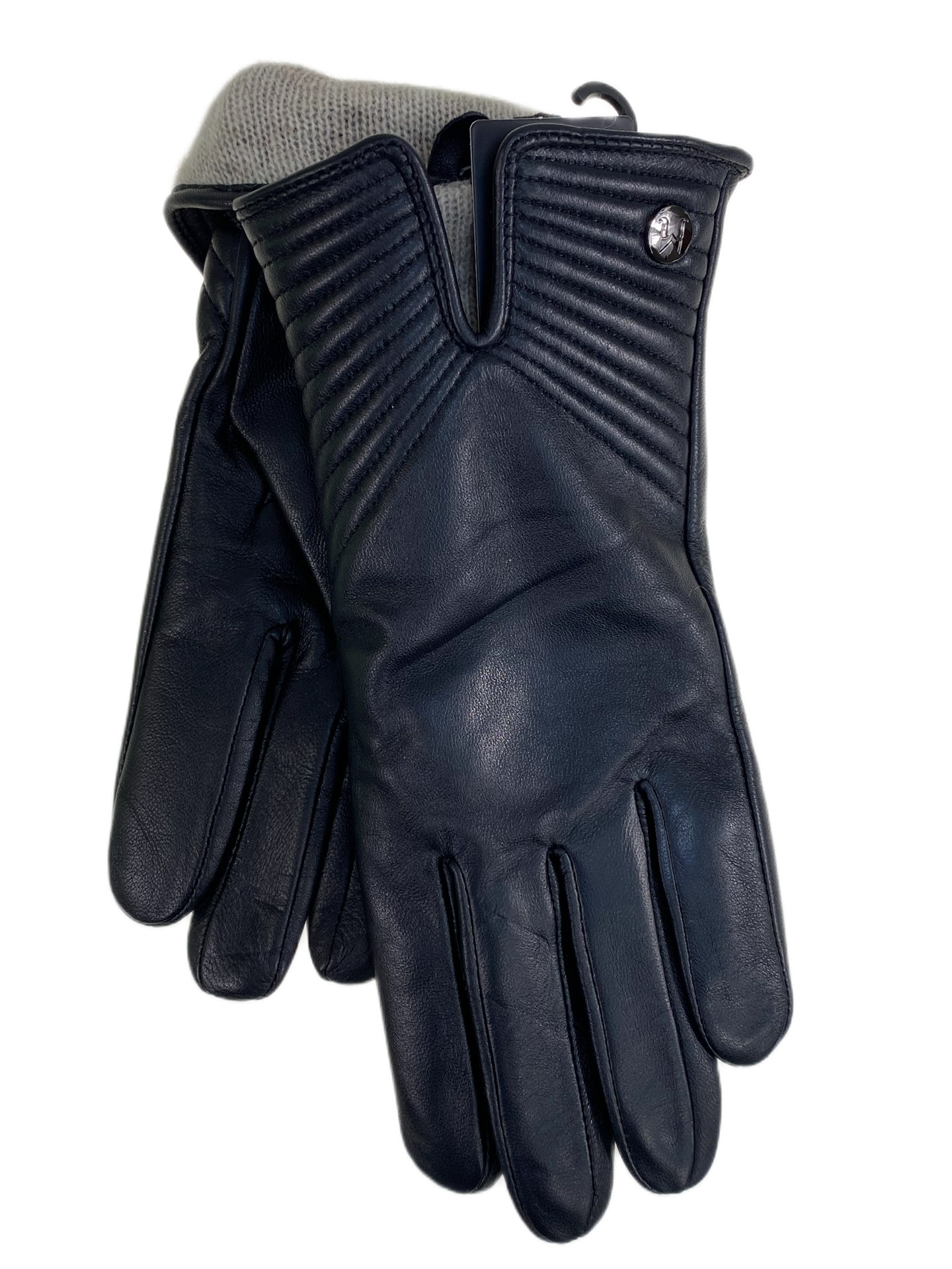 На фото 1 - Женские  демисезонные перчатки из натуральной кожи, цвет черный