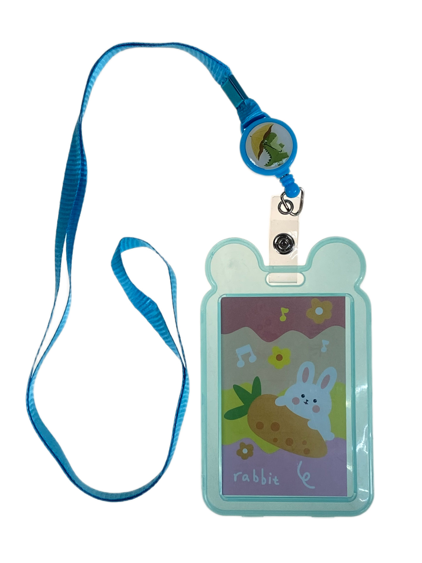 На фото 1 - Бейдж для пропуска с рулеткой и лентой, цвет голубой