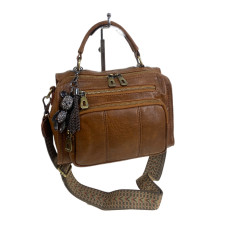 На фото 1 - Женская сумка из искусственной кожи, цвет коричнево-рыжий