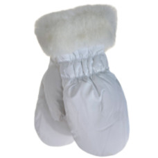 На фото 1 - Зимние женские варежки с подкладом из искусственного меха, цвет белый