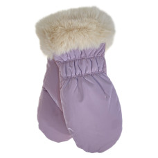 На фото 1 - Зимние женские варежки с подкладом из искусственного меха, цвет фиолетовый