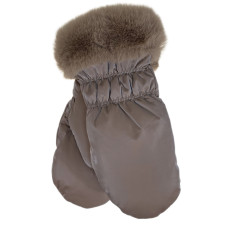 На фото 1 - Зимние женские варежки с подкладом из искусственного меха, цвет коричневый