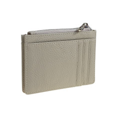 На фото 2 - Картхолдер женский из натуральной кожи для пластиковых карт, цвет бело-серый