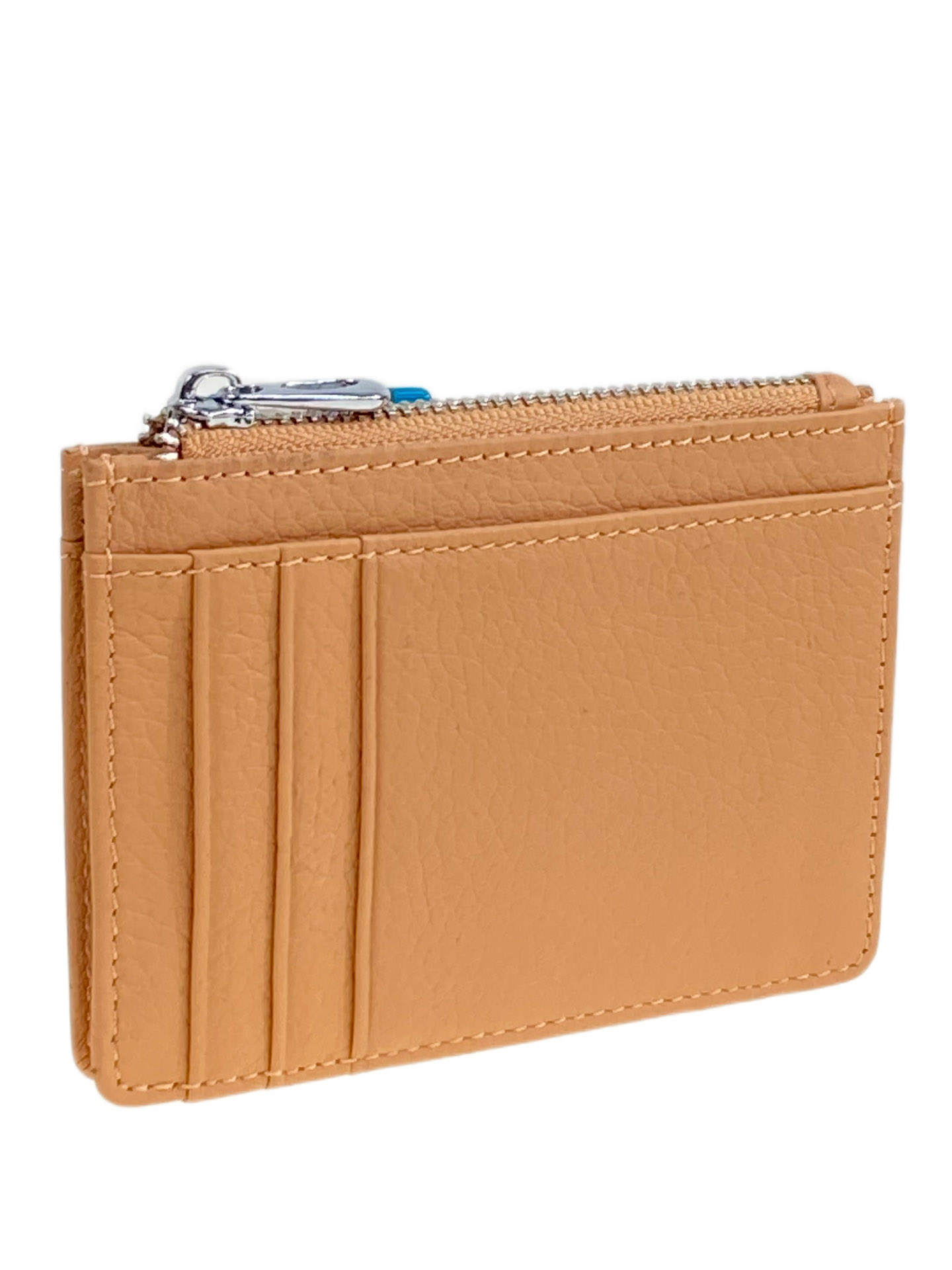 На фото 1 - Картхолдер женский из натуральной кожи для пластиковых карт, цвет светло коричневый