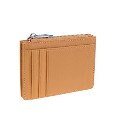 На фото 1 - Картхолдер женский из натуральной кожи для пластиковых карт, цвет светло коричневый