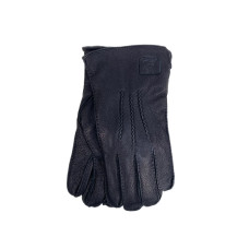 На фото 1 - Перчатки мужские из натуральной кожи цвет черный