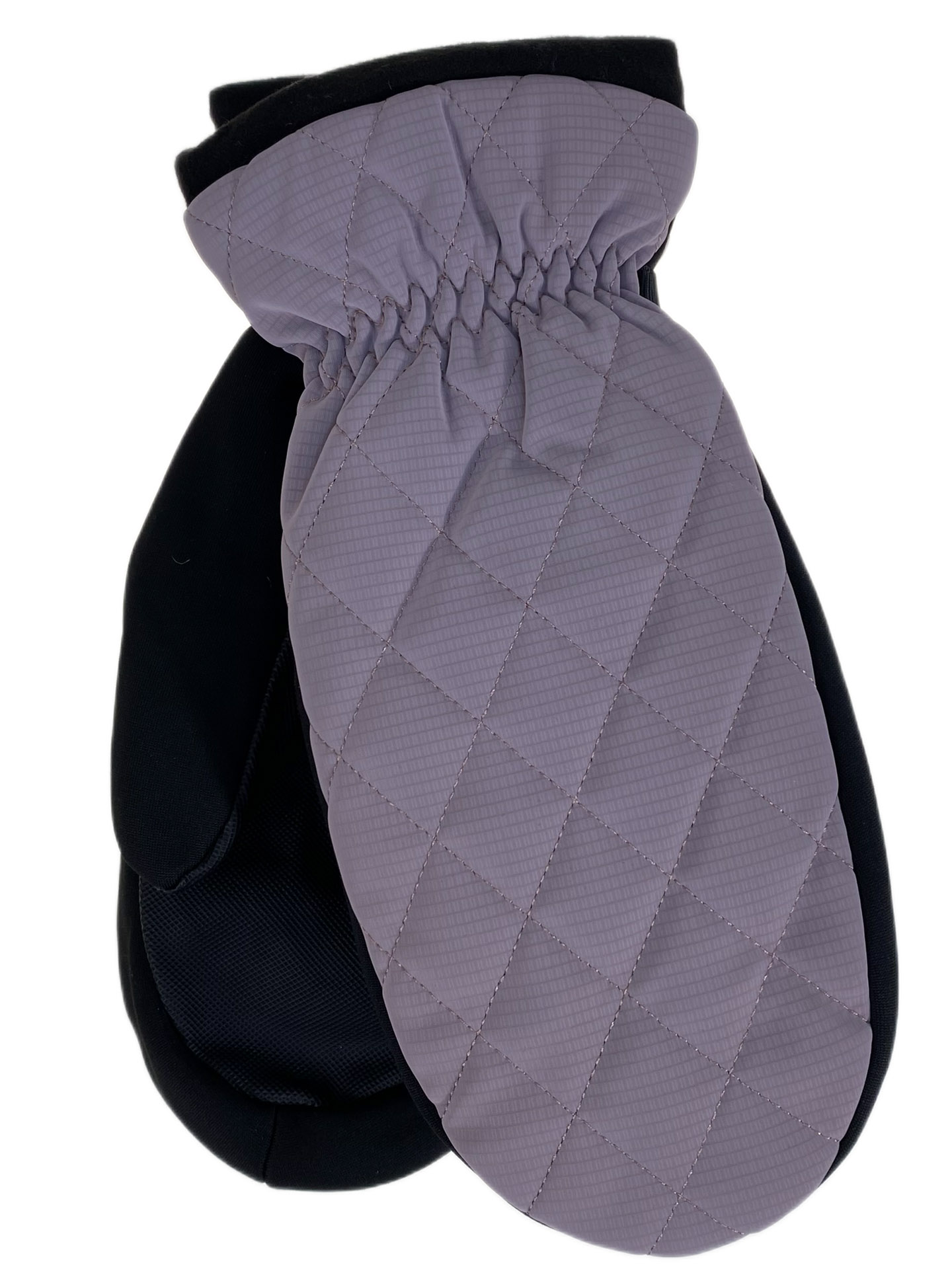 На фото 1 - Зимние женские варежки с подкладом из искусственного меха, цвет серо-розовый