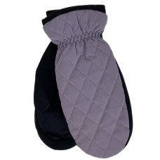 На фото 1 - Зимние женские варежки с подкладом из искусственного меха, цвет серо-розовый