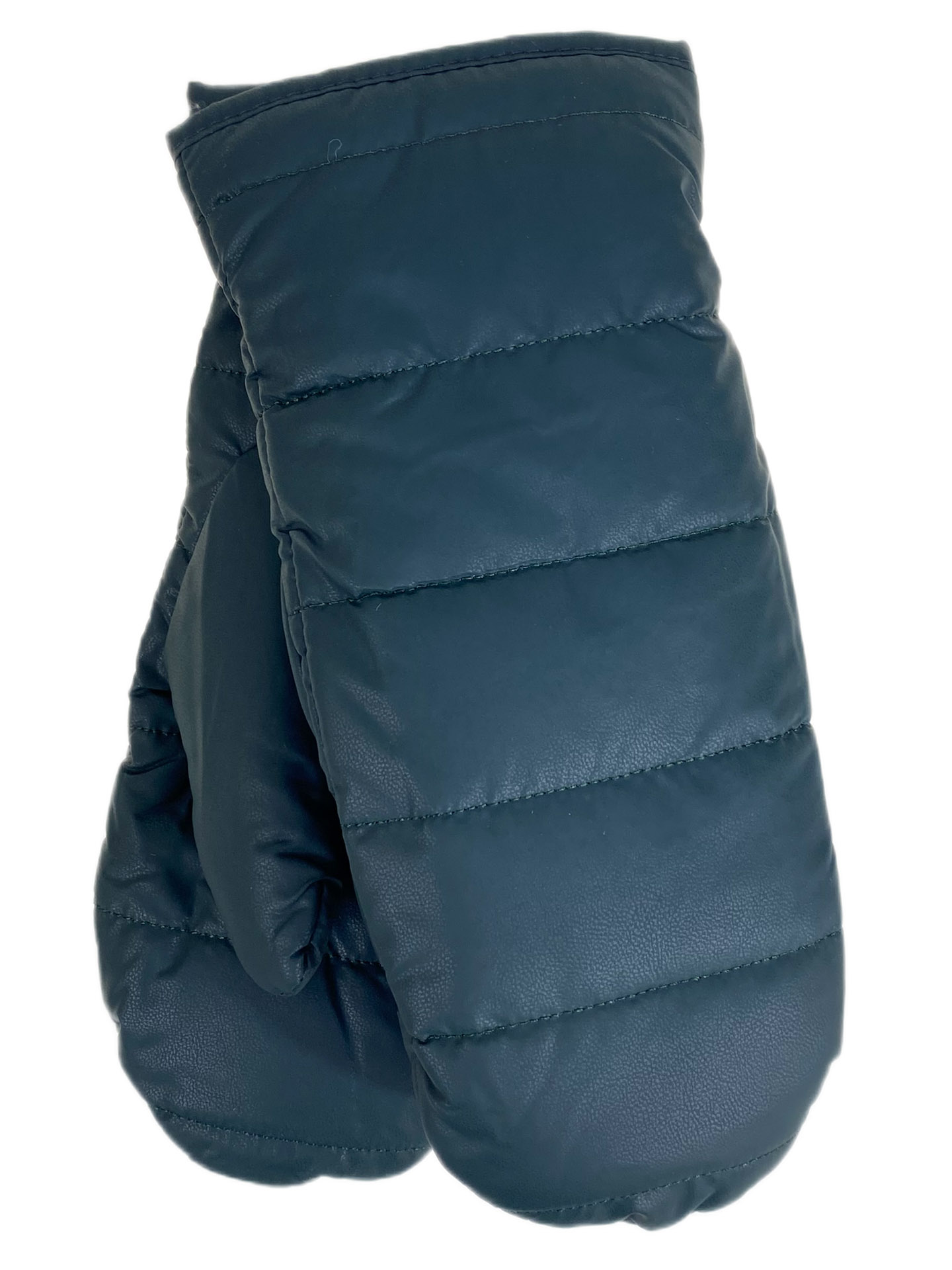 На фото 1 - Зимние женские варежки с подкладом из искусственного меха, цвет зеленый