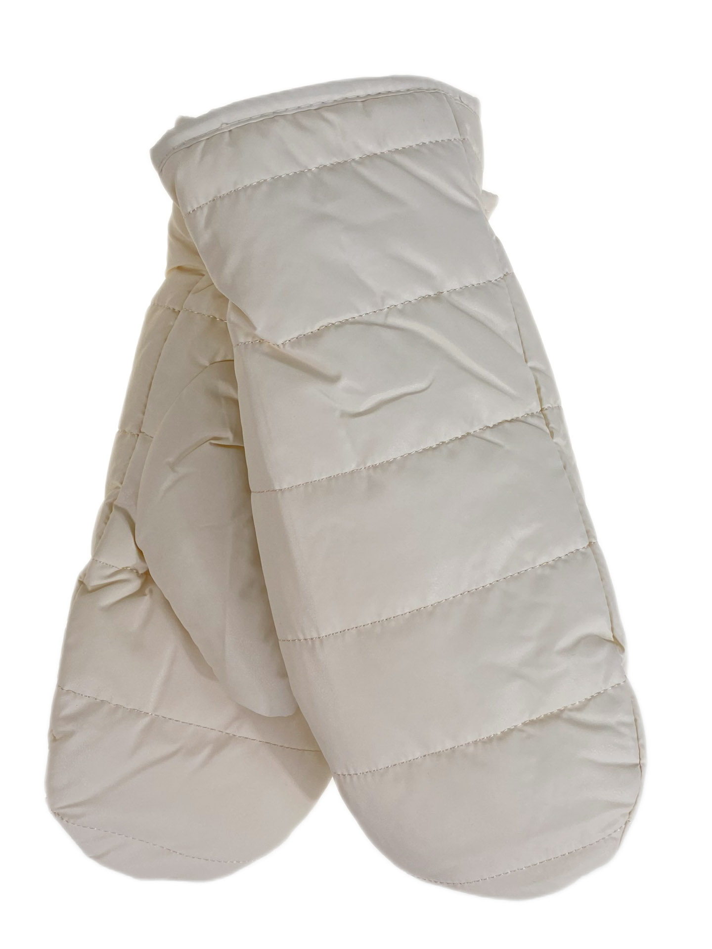 На фото 1 - Зимние женские варежки с подкладом из искусственного меха, цвет молочный