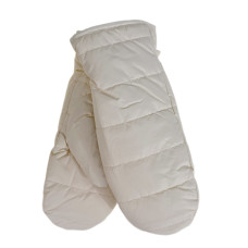 На фото 1 - Зимние женские варежки с подкладом из искусственного меха, цвет молочный