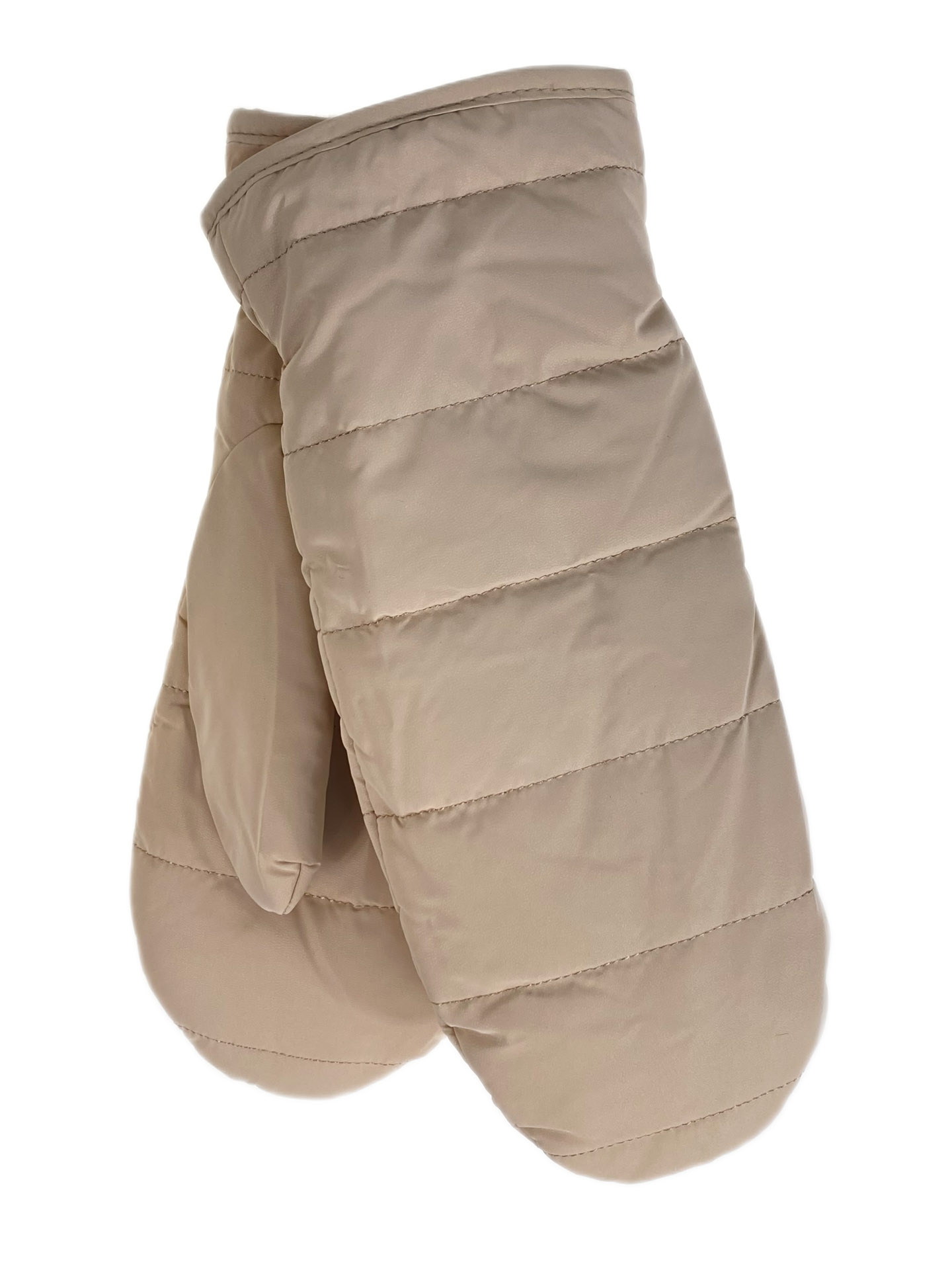 На фото 1 - Зимние женские варежки с подкладом из искусственного меха, цвет бежевый