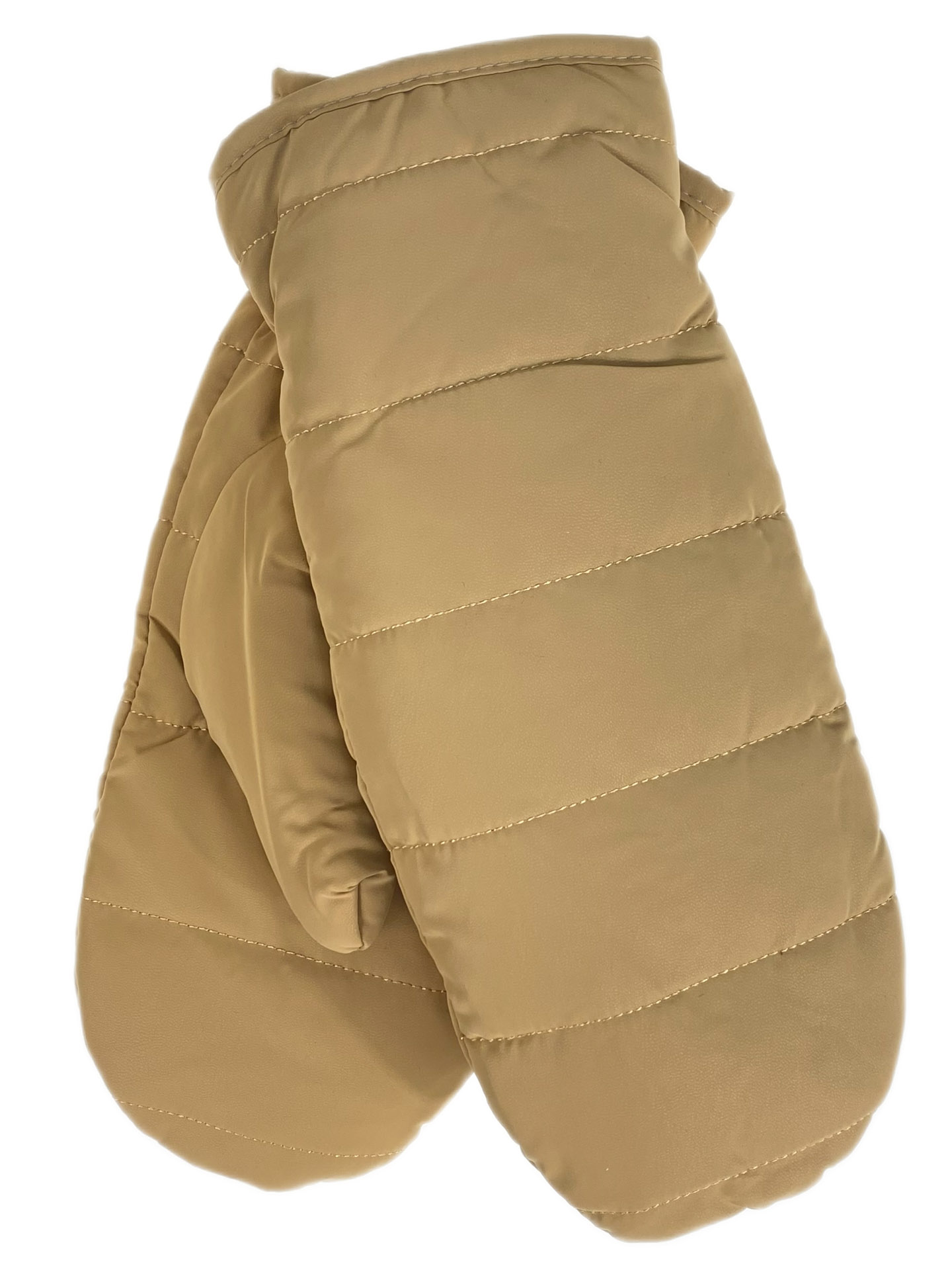 На фото 1 - Зимние женские варежки с подкладом из искусственного меха, цвет горчичный