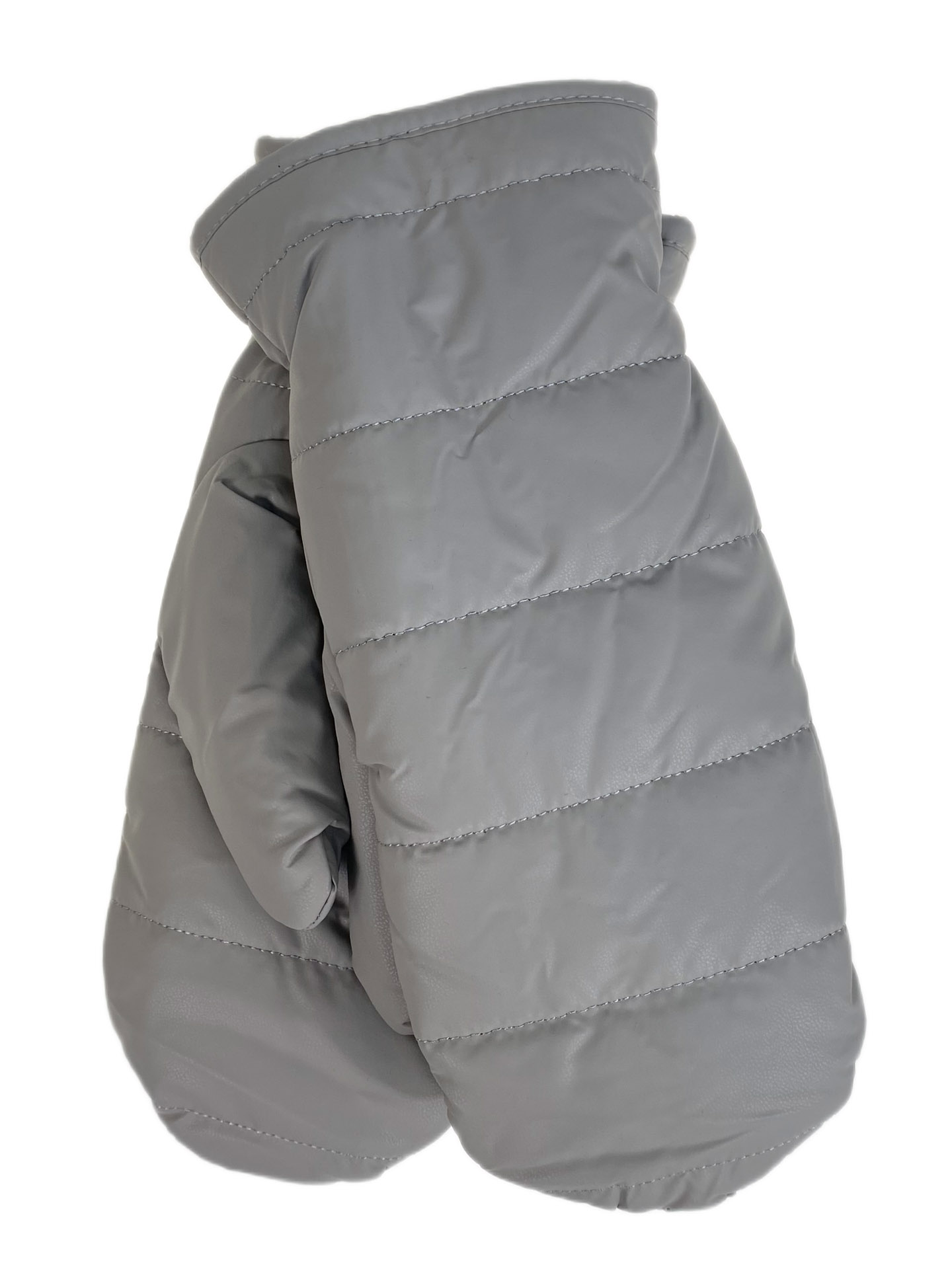 На фото 1 - Зимние женские варежки с подкладом из искусственного меха, цвет светло серый