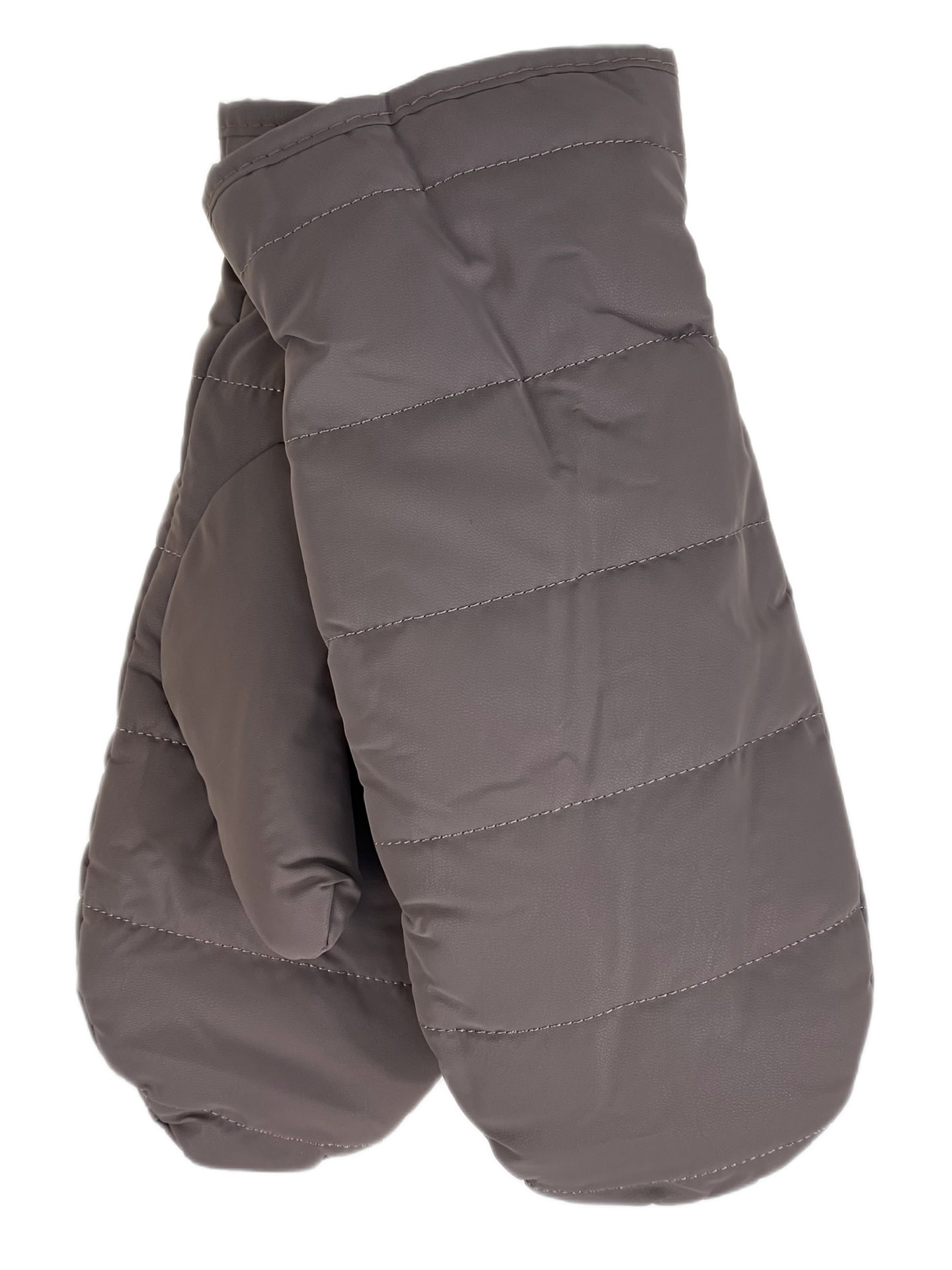 На фото 1 - Зимние женские варежки с подкладом из искусственного меха, цвет хаки