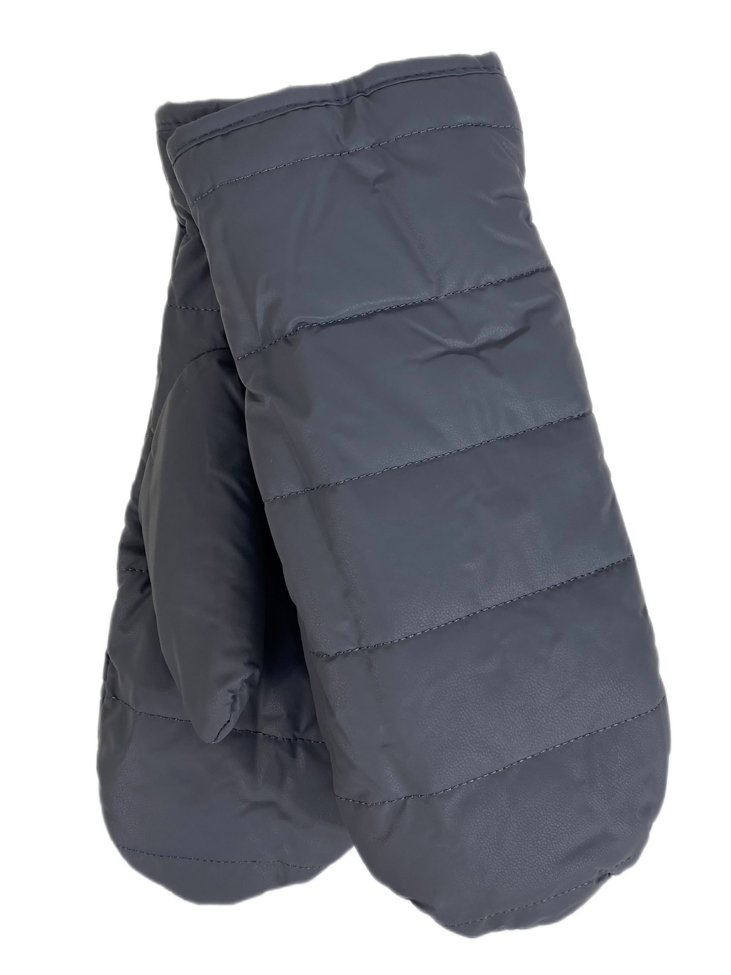 На фото 1 - Зимние женские варежки с подкладом из искусственного меха, цвет тёмно серый