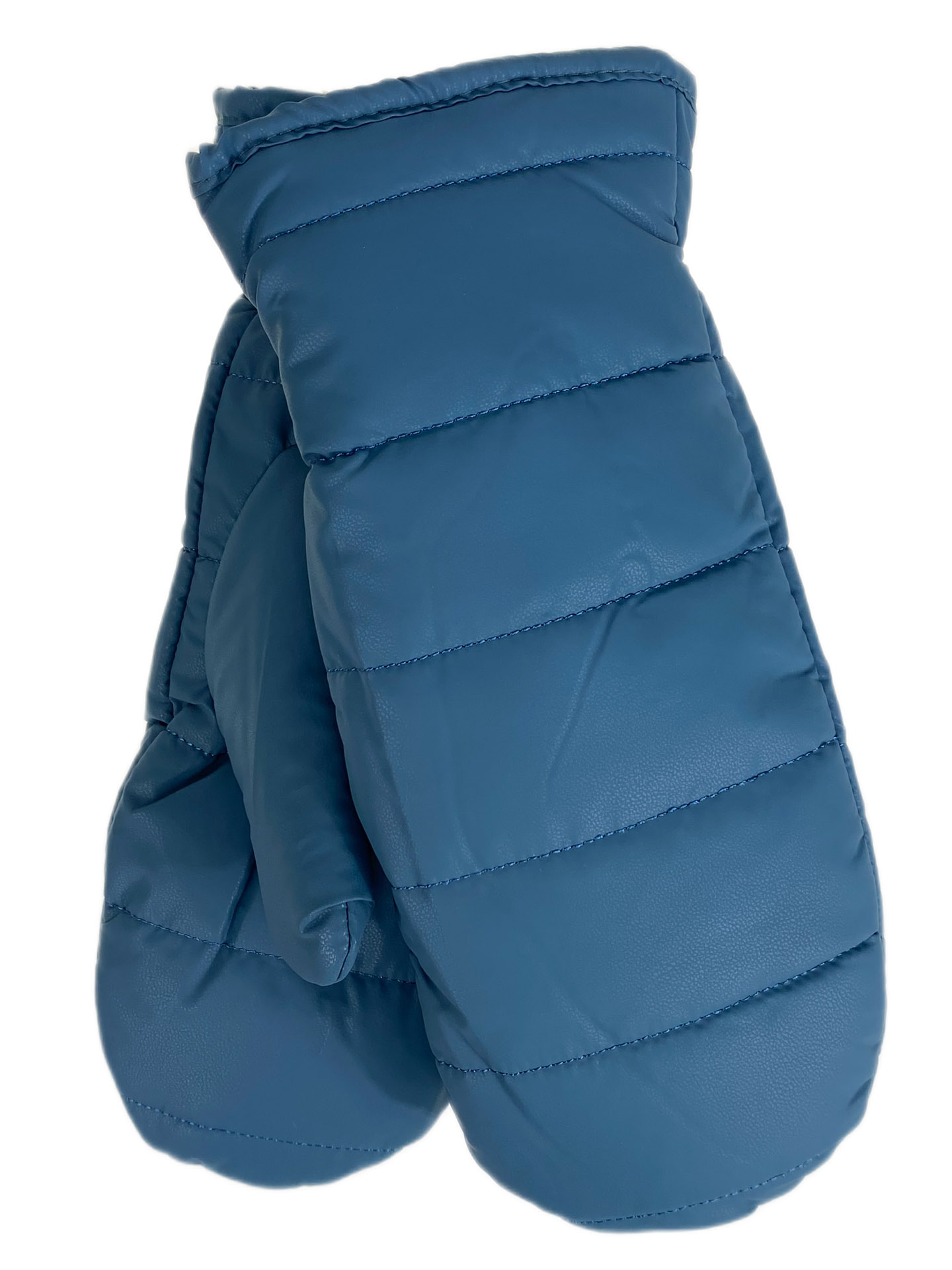 На фото 1 - Зимние женские варежки с подкладом из искусственного меха, цвет синий