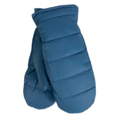 На фото 1 - Зимние женские варежки с подкладом из искусственного меха, цвет синий