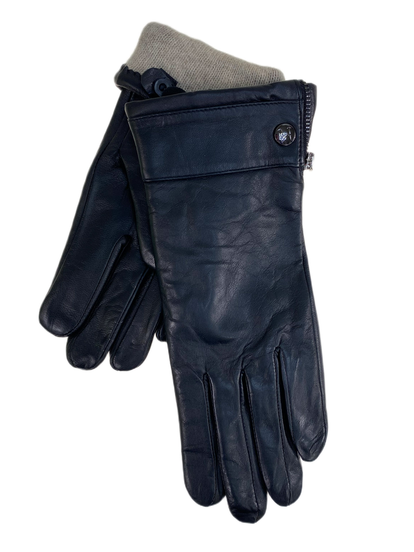 На фото 1 - Женские  демисезонные перчатки из натуральной кожи, цвет черный