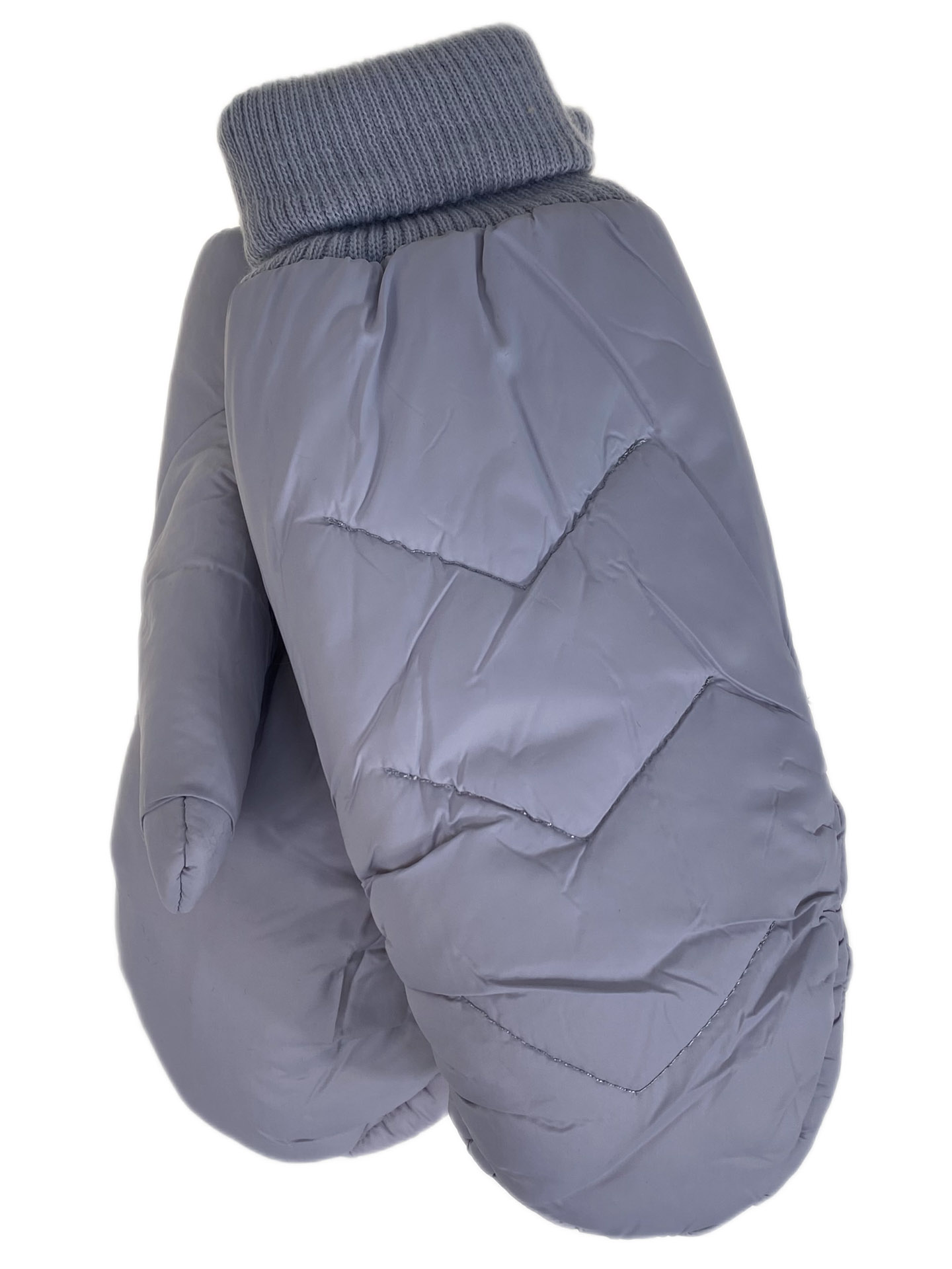 На фото 1 - Зимние женские варежки с подкладом из искусственного меха, цвет светло серый