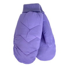 На фото 1 - Зимние женские варежки с подкладом из искусственного меха, цвет сиреневый