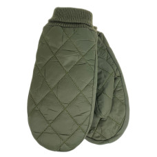 На фото 1 - Зимние женские варежки с подкладом из искусственного меха, цвет зеленый