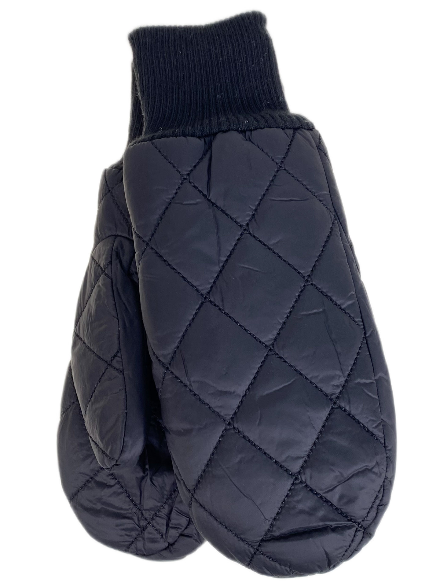 На фото 1 - Зимние женские варежки с подкладом из искусственного меха, цвет черный