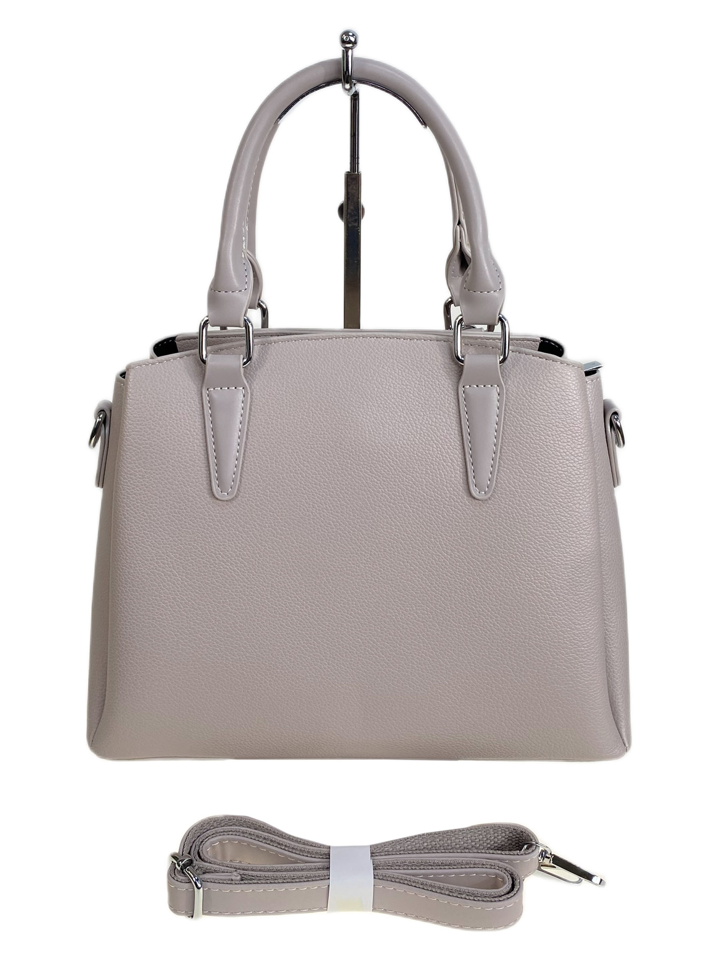 На фото 2 - Женская сумка из искусственной кожи, цвет светло серый