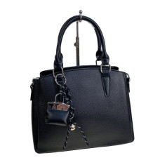 На фото 1 - Женская сумка из искусственной кожи, цвет черный