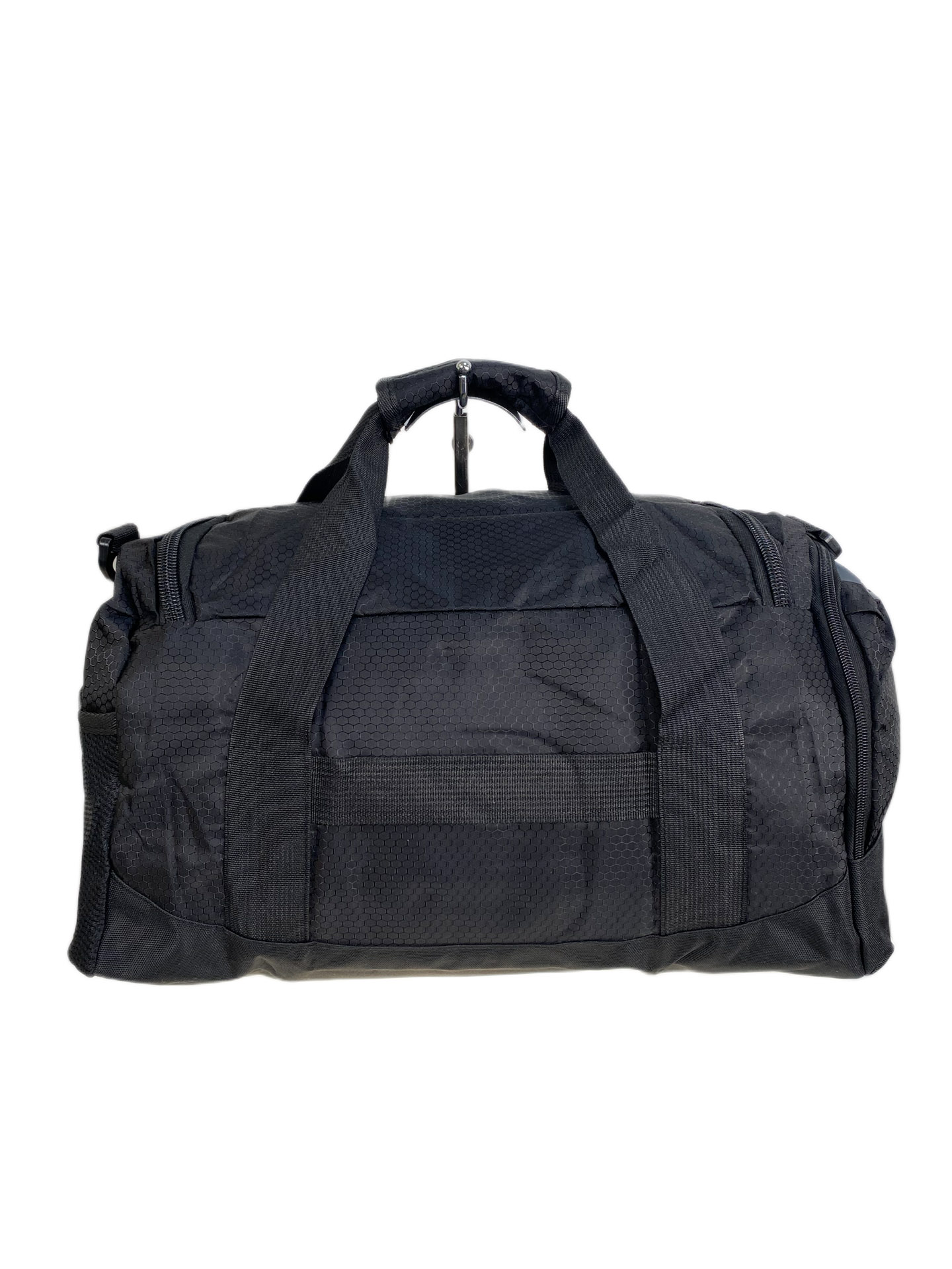 На фото 2 - Дорожная сумка из текстиля  с принтом, цвет черный