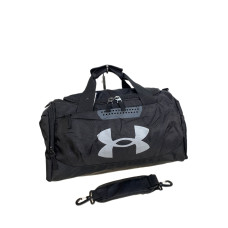 На фото 1 - Дорожная сумка из текстиля  с принтом, цвет черный