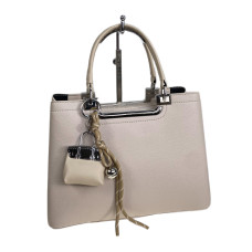 На фото 1 - Женская сумка из искусственной кожи, цвет молочно-бежевый