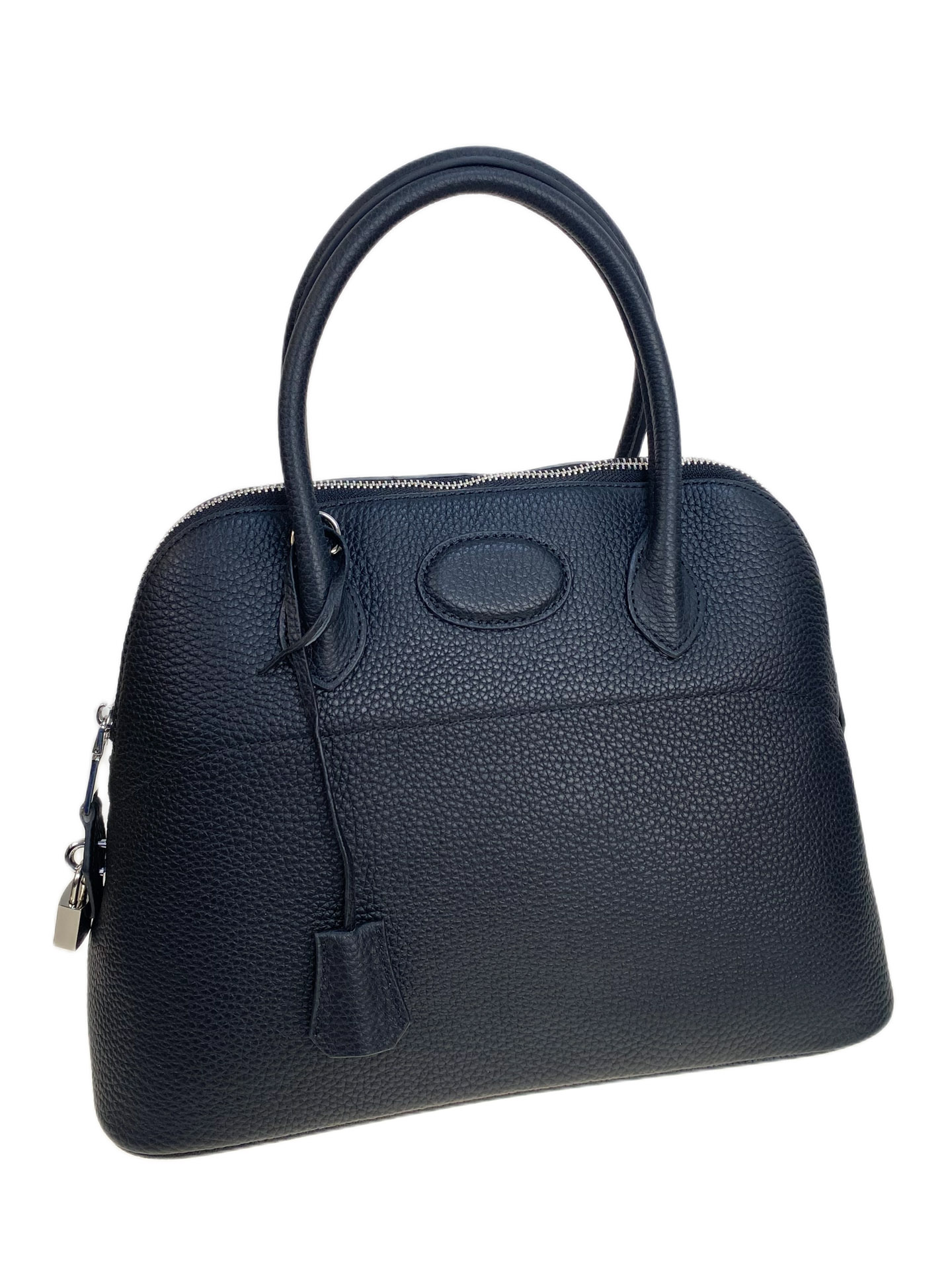 На фото 1 - Женская сумка из натуральной кожи, цвет черный